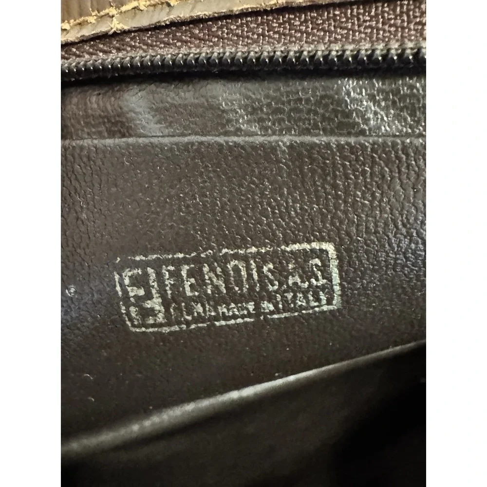 Fendi Zucca FF Logo Monogram Brown Canvas w/ Leather Trim Large Pouch Clutch Bag